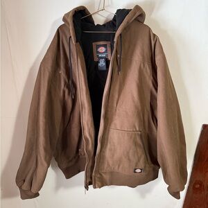 Dickies Men's Brown Hooded Work Jacket Size 4XL
